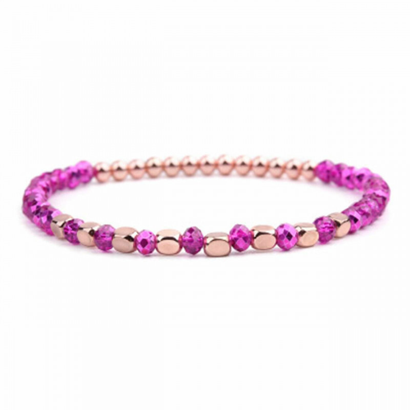 Skleněné a akrylátové náramky Dainty Delicate Bracelets Beaded Bracelet Fuchsia Faceted 18cm(7 1/8") dlouhé, 1 kus