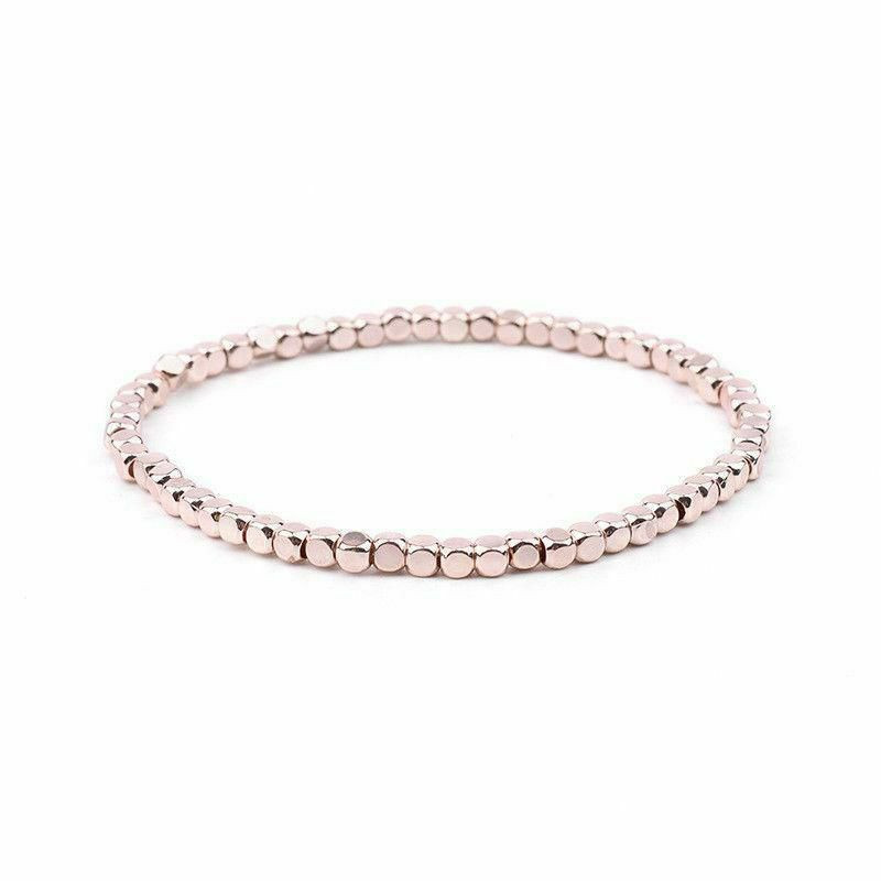 Crystal (přírodní ) elegantní náramky jemné náramky Korálkový náramek Rose Gold Elastic 18cm (7 1/8") dlouhý, 1 kus