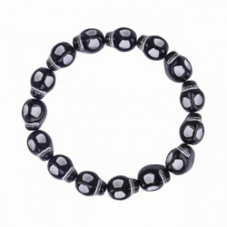 Akrylové Halloween Dainty náramky Delikátní náramky Beaded Bracelet Black Skull Elastic 23cm(9") dlouhé, 1 kus