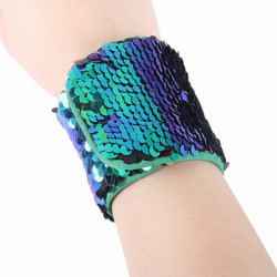 PVC Bangles náramky černé zelené AB Rainbow Color Round Sequins 21cm(8 2/8") dlouhé, 1 kus