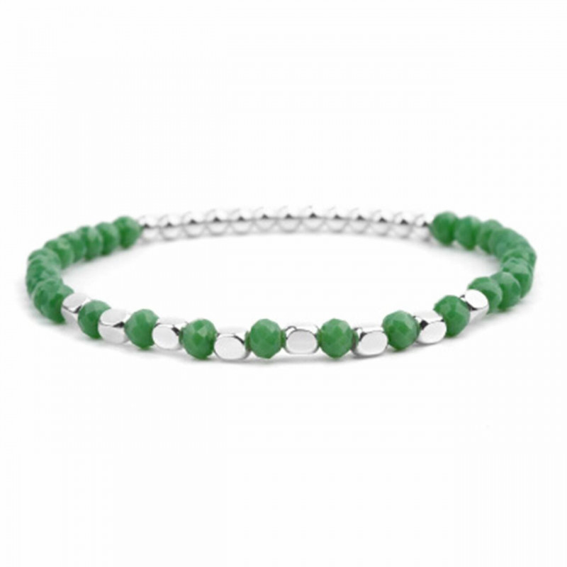 Skleněné a akrylátové náramky Dainty Delicate Bracelets Beaded Bracelet Green Faceted 18cm(7 1/8") dlouhé, 1 kus