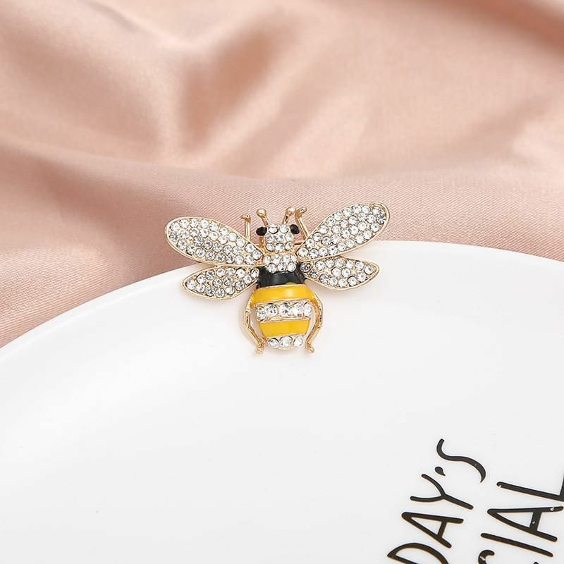 Pin Brože Bee Animal Black & Yellow Clear Drahokamu 1 Kus