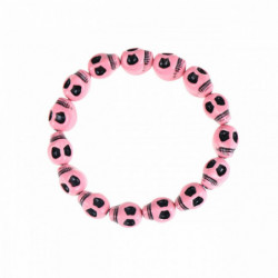 Akrylové Halloween Dainty náramky Delikátní náramky Beaded Bracelet Pink Skull Elastic 23cm(9") dlouhé, 1 kus