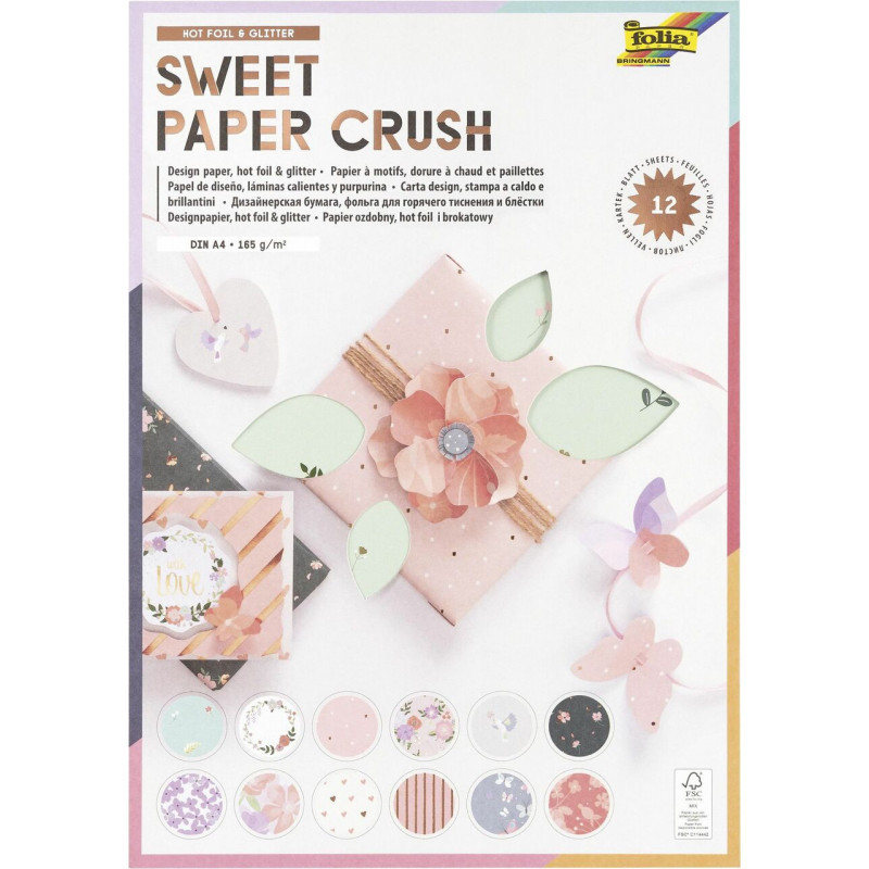 Folia Bringmann Designové Papíry - "Sweet" - Hotfoil - 12 Listů