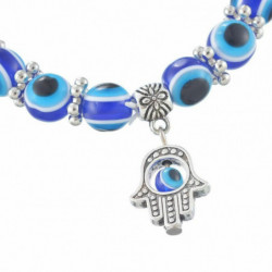 Pryskyřice elastické náramky Modrá Hamsa Symbol Hand Evil Eye 18.5 cm (7 2/8") dlouho 1 kus