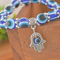 Pryskyřice elastické náramky Modrá Hamsa Symbol Hand Evil Eye 18.5 cm (7 2/8") dlouho 1 kus