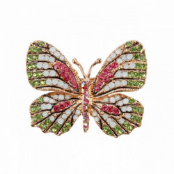 Hmyz Pin Brooches Butterfly Zvířecí zlato Ploché Multicolor Rhinestone 45mm x 37mm 1 kus UP059599