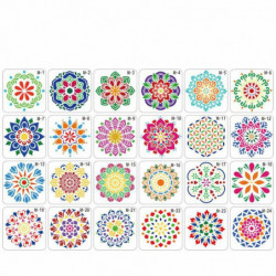 PET Buddhismus Mandala DIY Malování Šablony Stencils bílá 13cm x 13cm 1 Set ( 24