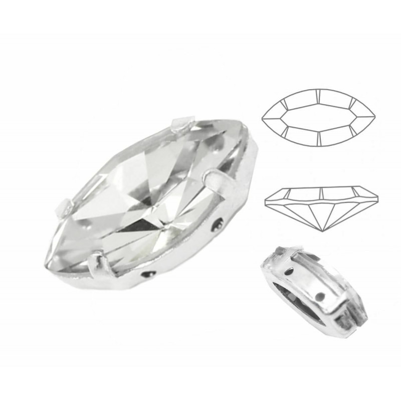 Izabaro Crystal Crystal 001 Navette Efektní Kamenné skleněné krystaly stříbrné drápy oválný list okvětní lístek 4228 Izabaro