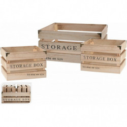 Dřevěná bedýnka STORAGE BOX sada 3 ks