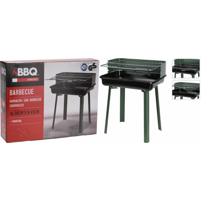 BBQ gril na dřevěné uhlí 45x36x31 cm zelený