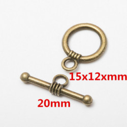 10 ks Starožitný bronz Toggle Clasp kovové nálezy Toggle Starožitný bronz 15mm x 12mm 20mm