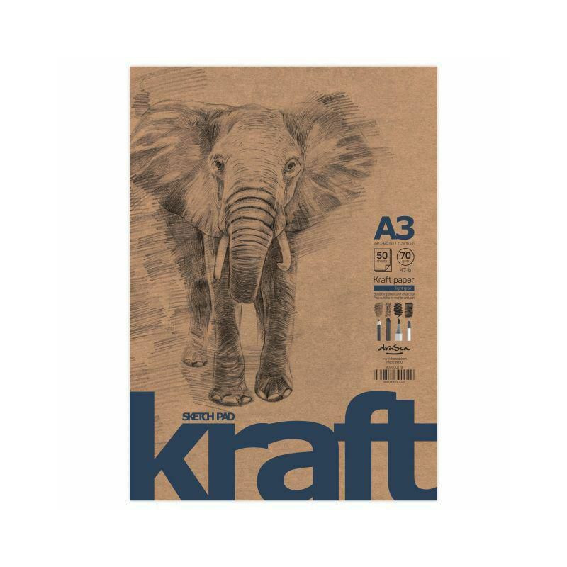 Drasca Art EOOD Skicák Elephant Sketch kraft (70g/m2 50 listů) A4 , pastel uhel tužka skicáky výtvarné potřeby