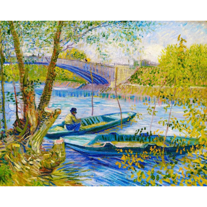 Vyšívání křížkové sada - Van Gogh - Rybolov na jaře Pont de Clichy 32 x 40 cm cs-fa10119