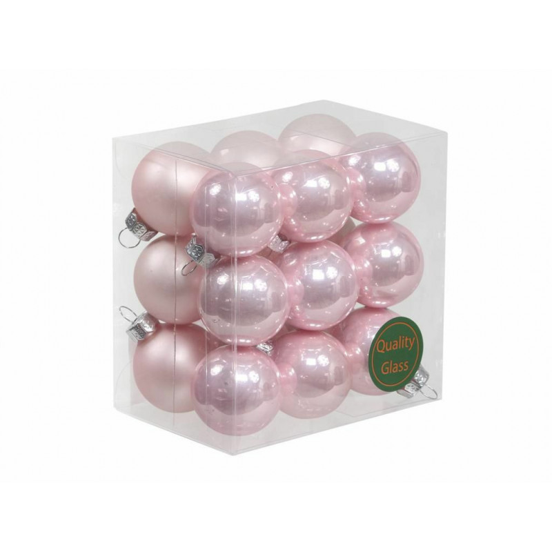 Skleněné baňky powder pink 3 cm sada 18 ks