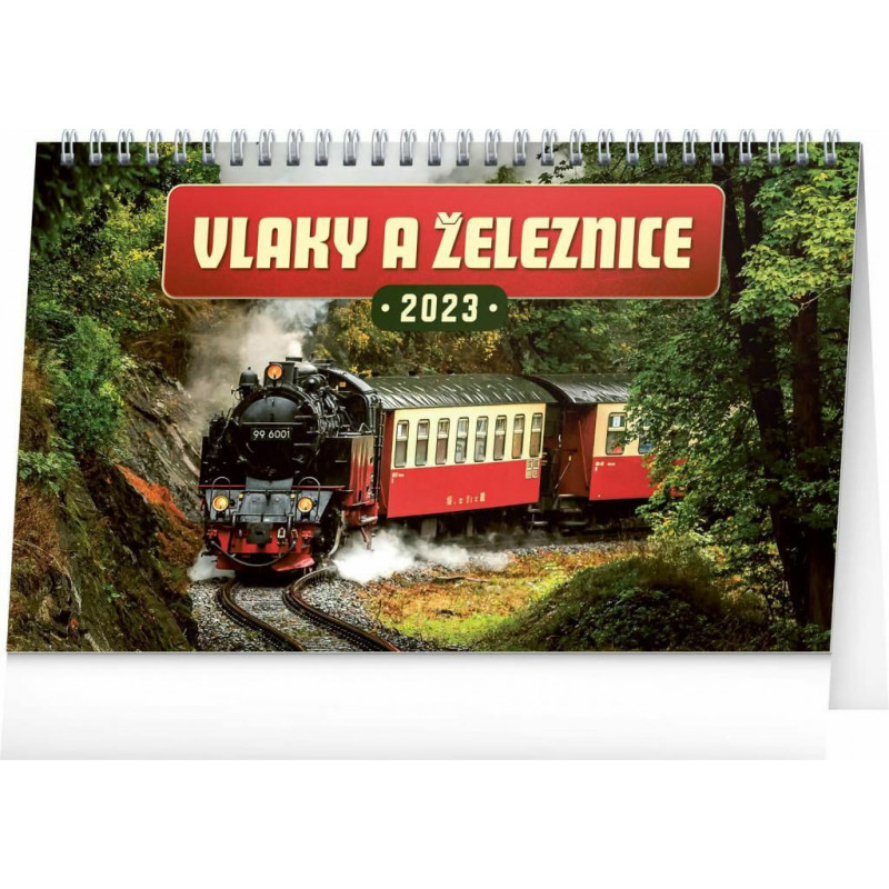 Stolní kalendář Vlaky a železnice 2023 23, 1 × 14, 5 cm pgs-31036