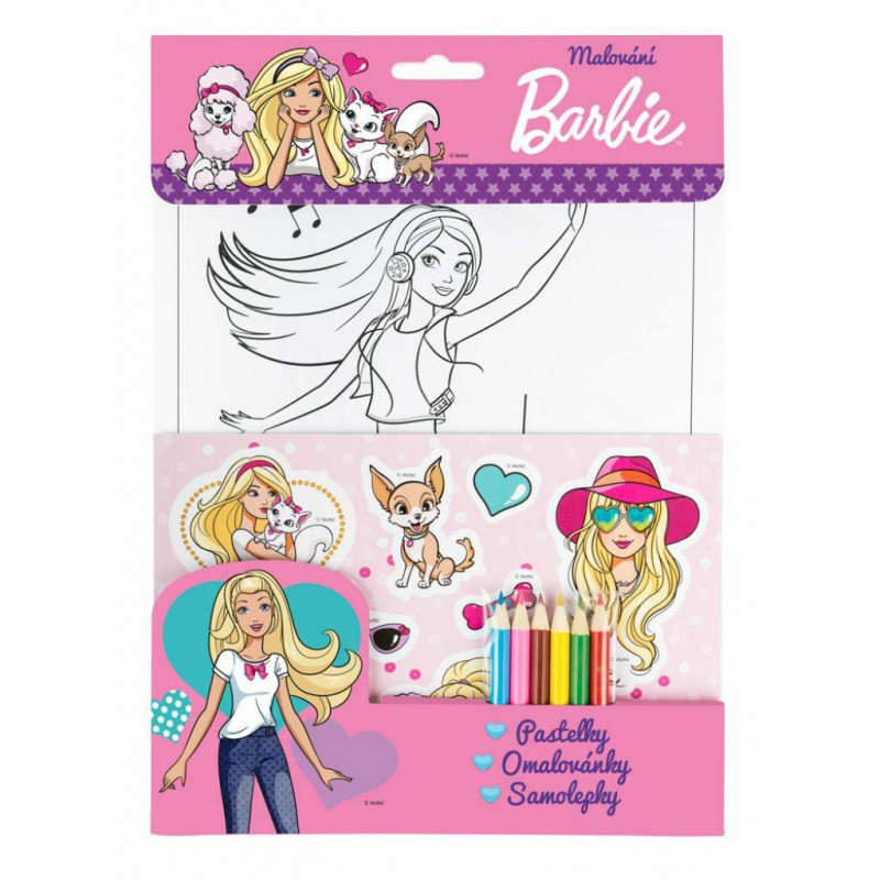 BARBIE – Omalovánky pastelky samolepky k-ca-1101-co