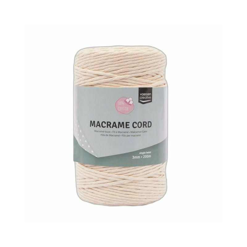 Macramé příze 3mmx200m natural VAESSEN B.V., textil hedvábí