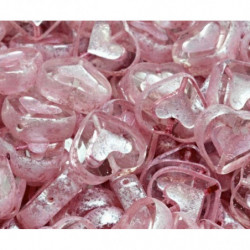 4 ks Crystal Pink Patina Valentines Svatební srdce v srdci české sklo 14mm x 12mm