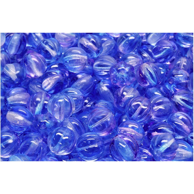 16 ks Crystal Purple Blue Melon české skleněné vločky 8mm