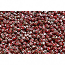 100 ks Picasso Silver Opaque Coral Red Becone Beads Česká skleněná plechovka 4mm