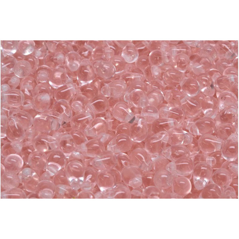 40 ks Crystal Rosaline Rose Pink Clear Teardrop české skleněné vločky 4mm x 6mm