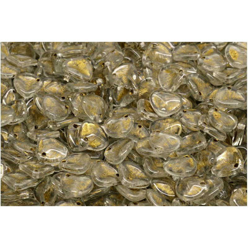 50 ks Crystal Matte Gold Petal české skleněné vločky 8mm x 7mm