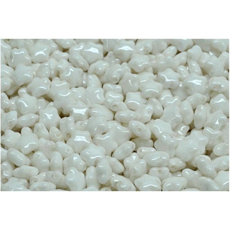 60 ks bílé Alabaster Opal Luster Star Beads české skleněné Beads 6mm