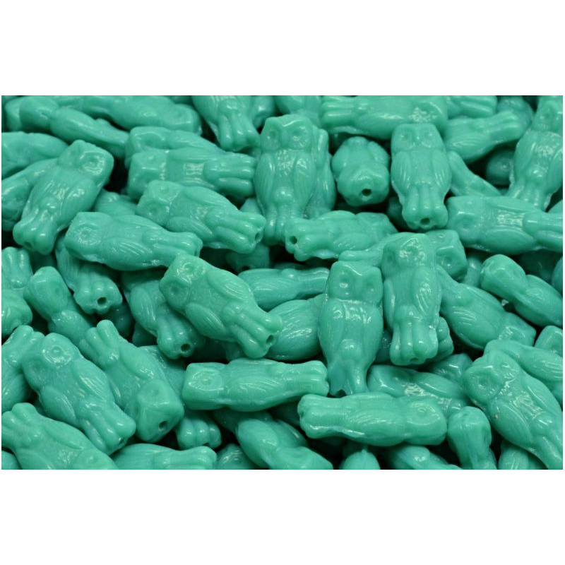 22 ks Opaque Turquoise Zelené zvířecí české skleněné vločky 15mm x 7mm