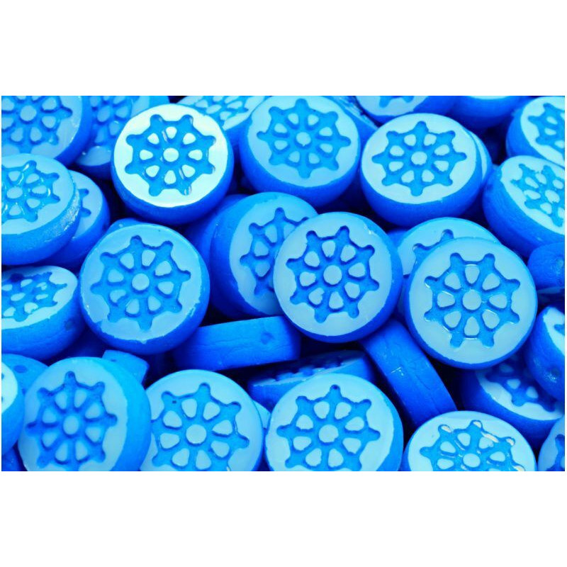 4 ks UV aktivní Neon Aqua Blue Matte Coin Beads české skleněné Beads 12mm