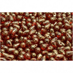 40ks Crystal Ruby Red terakota Bronze Teardrop české skleněné korálky 4mm x 6mm