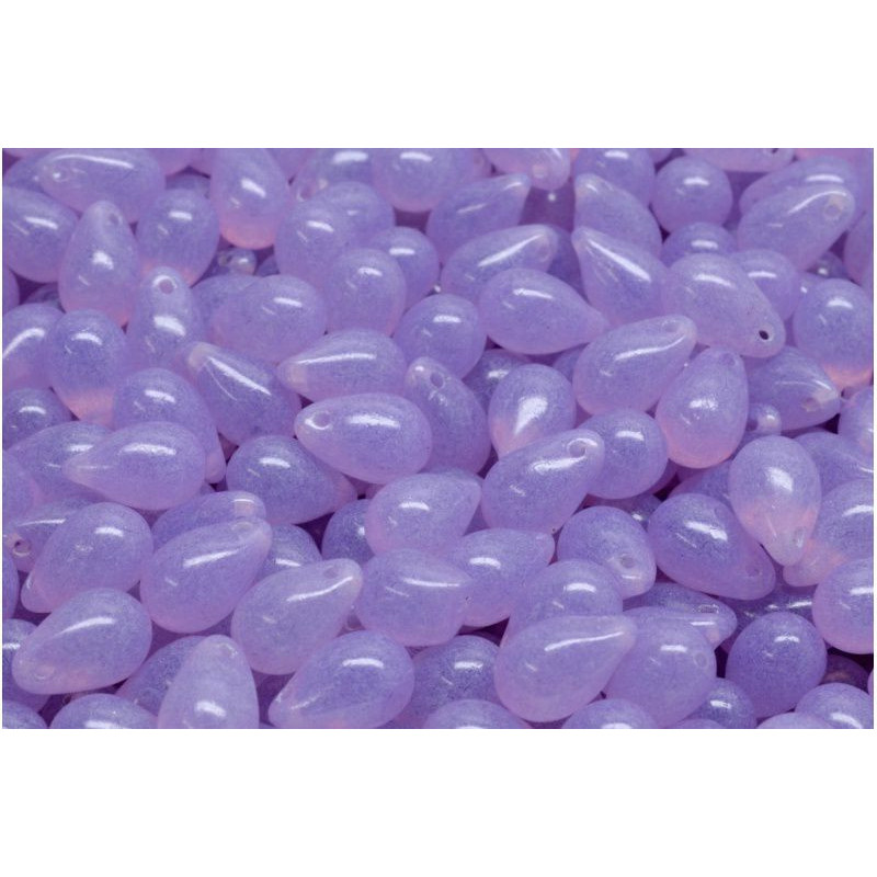 20 ks Matte Crystal Shine Lilac Purple Teardrop české skleněné vločky 6mm x 9mm