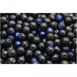 40 ks Opaque Jet Black Metallic Blue Azure Half Luster Kulaté české skleněné vločky 6mm