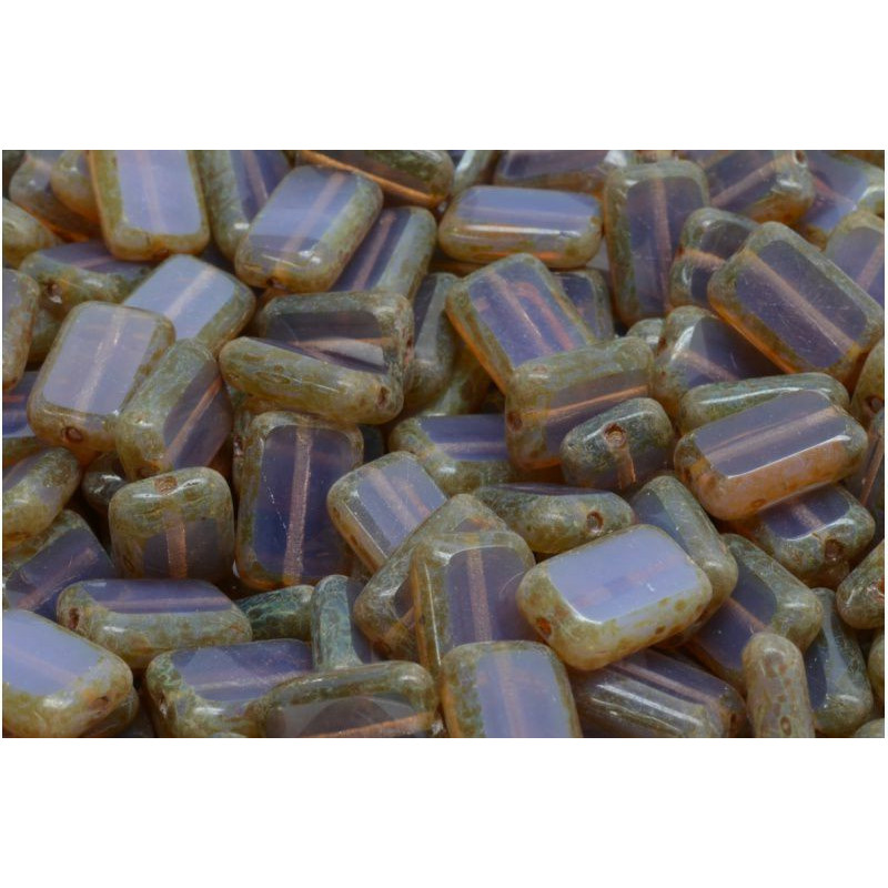 8 ks Picasso Opaque Purple Opal Obdélníkové české skleněné plechovky 12mm x 8mm