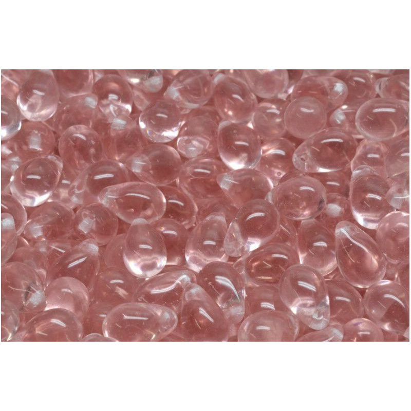 20 ks Crystal Pink Teardrop české skleněné vločky 6mm x 9mm