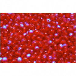 100ks Crystal Ruby Red Clear Ab půlkulaté české skleněné korálky 4mm