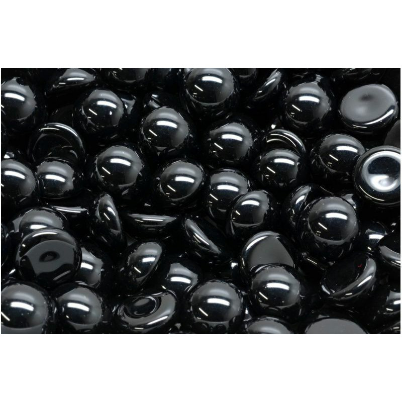 10ks neprůhledné Jet Black Cabochon české sklo 10mm