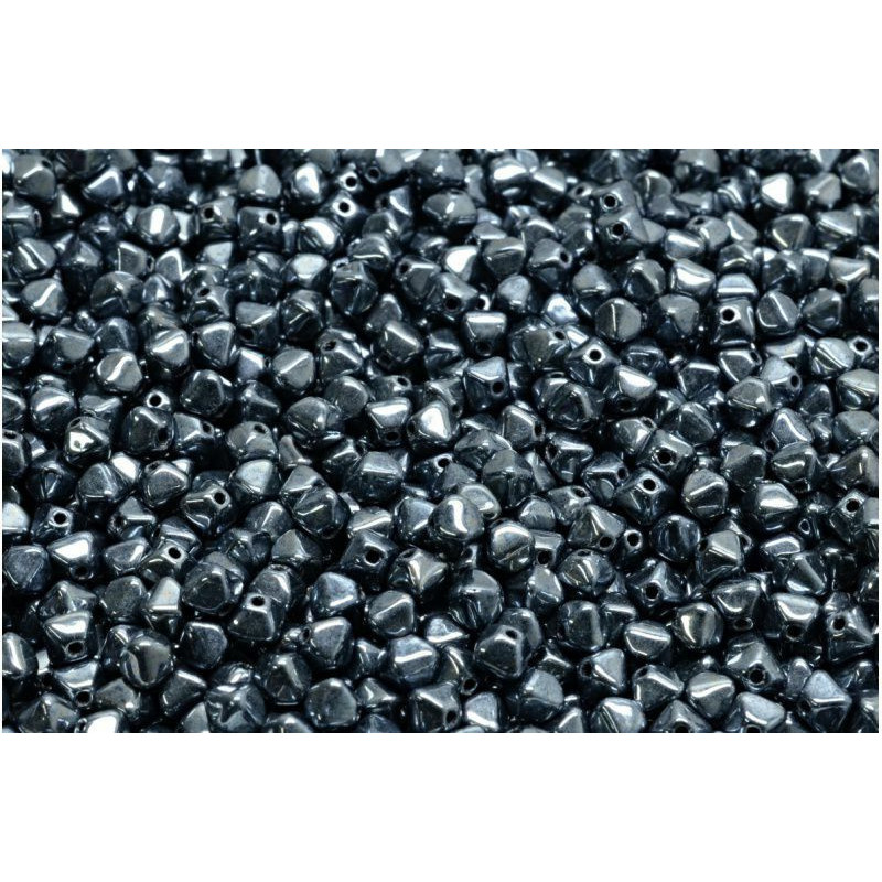 100 ks černé stříbrné lesklé Hematite Becone Beads české skleněné Beads 4mm