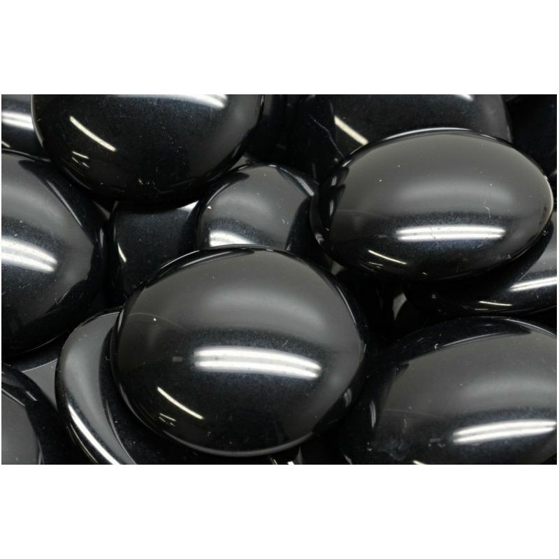 2 ks Opaque Jet Black Cabochon české sklo 25mm