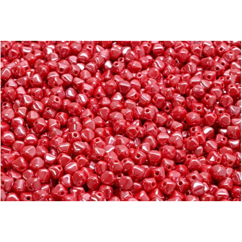 100 ks Opaque Coral Red Luster Becone Beads české skleněné žárovky 4mm