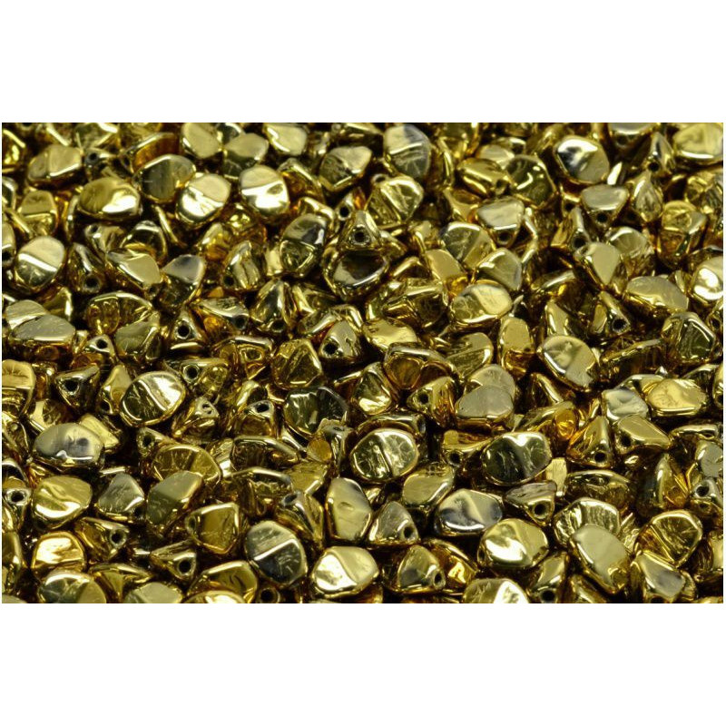 60 ks Metallic Gold Full Pinch české skleněné vločky 5mm