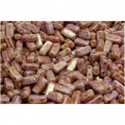 40ks Picasso Purple Brown Senegal Luster Square české skleněné vločky 4mm x 8mm