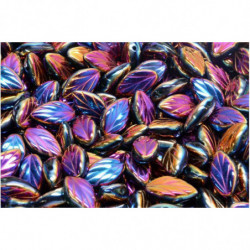 20 ks kovové Sliperit Purple Gold Leaf Beads české skleněné Beads 7mm x 11mm