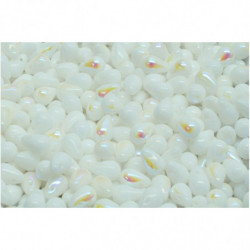 40 ks Opaque White AB Poloviční slzotropní české skleněné plechovky 4mm x 6mm