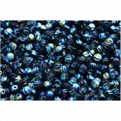 80 ks Jet Black Dark Blue AB Melon české skleněné vločky 4mm