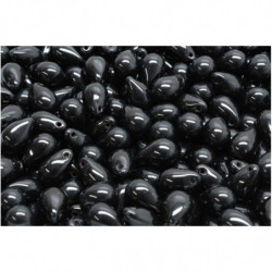 20 ks Opaque Jet Black Teardrop české skleněné vločky 6mm x 9mm 2