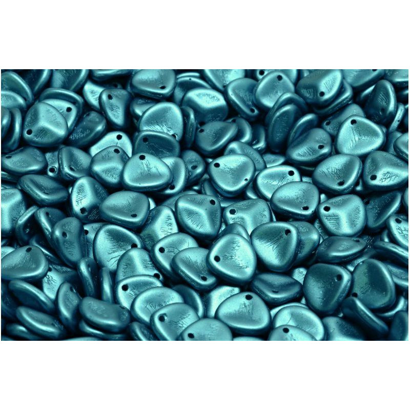 50pcs Pastel Pearl Petrol Green Blue Petal české skleněné vločky 8mm x 7mm