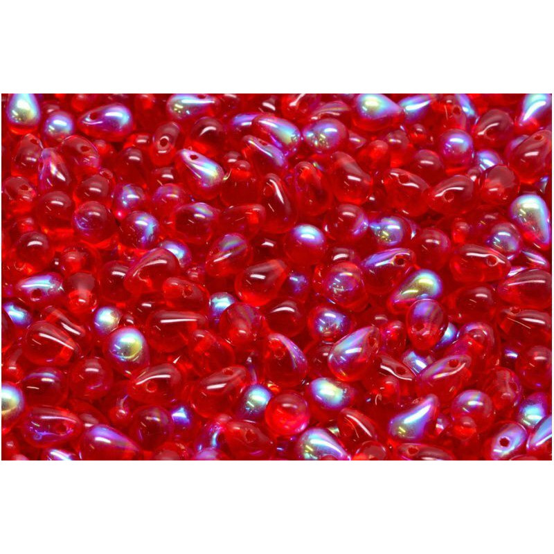 40pcs Crystal Ruby Red Clear Ab Half Teardrop české skleněné plechovky 4mm x 6mm