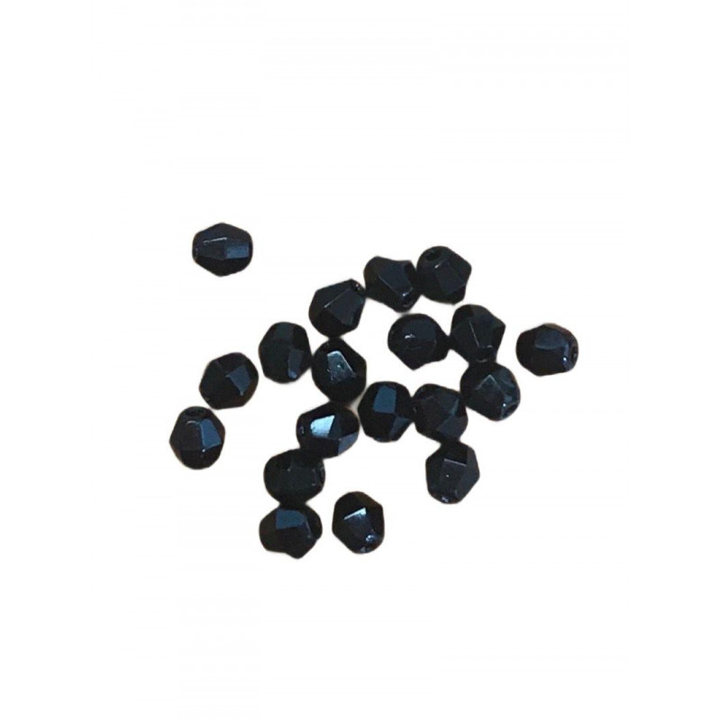 80 ks Opaque Jet Black Fire Polished Faceted Round Bicone české skleněné vločky 4mm