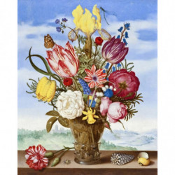 Vyšívání křížkové sada - Bosschaert - Kytice květin na římse 32 x 40 cm cs-fa10101